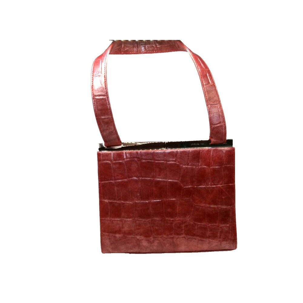 Jones New York Faux Alligator Bag Purse Dark Red Metallic Finish Sample OOAK?